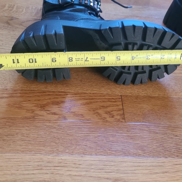 Steve Madden Black Studded Combat Boots size 9 zip lace up punk - Picture 8 of 16